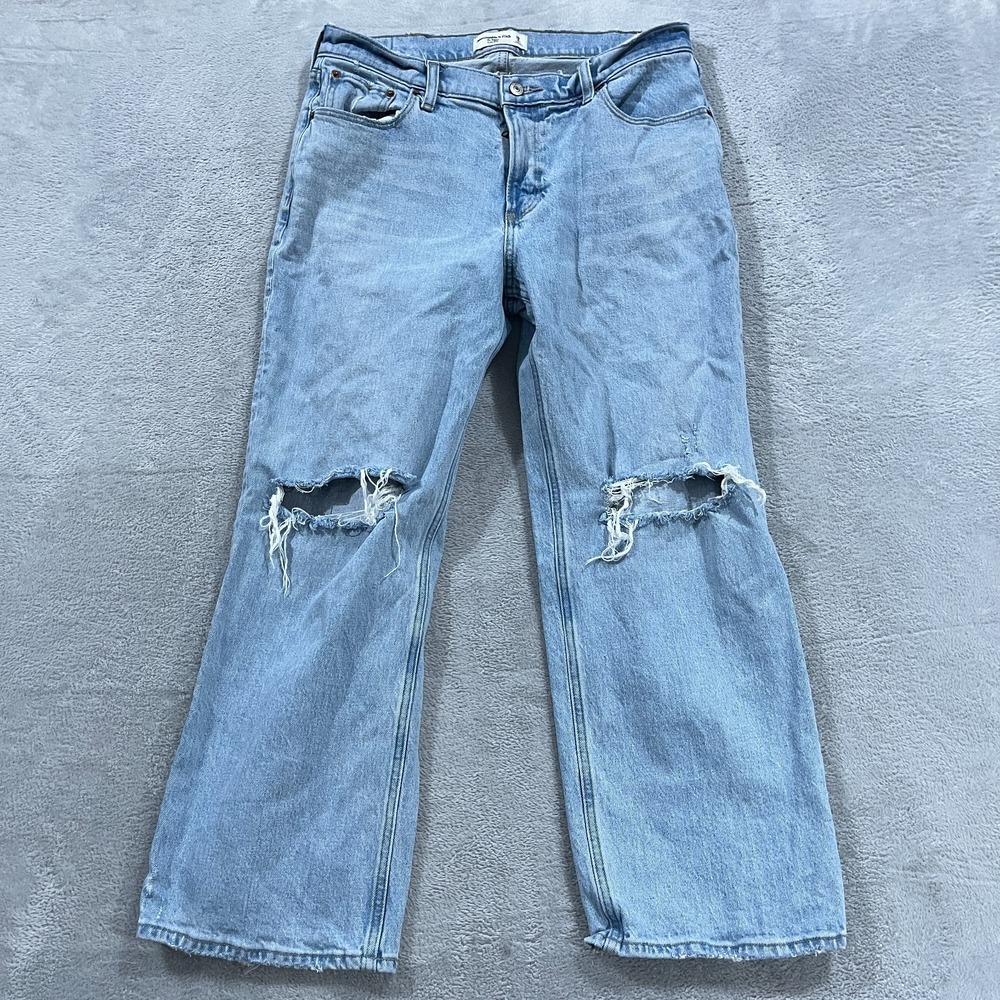 Abercrombie & Fitch Jeans Womens 29 8xs Low Rise The Baggy Distressed Denim Blue
